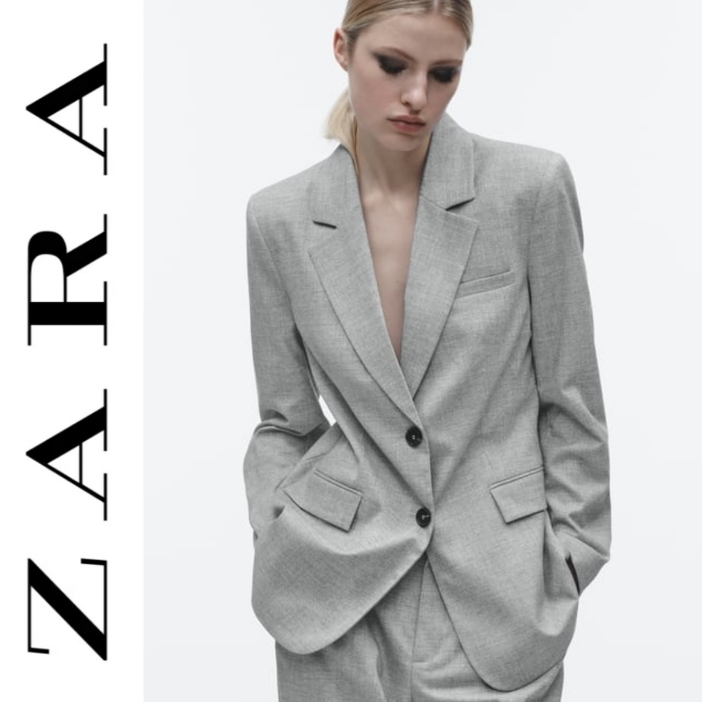 Lrg ZARA Gray Two Button Blazer